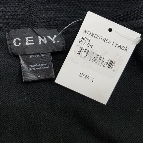 Ceny Long Cardigan Coatigan Sweater Womens Small Black Open Front Knit New - Picture 4 of 16